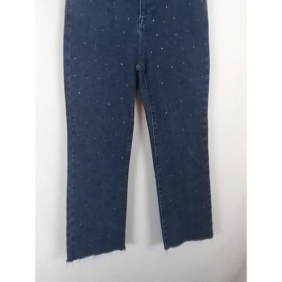 Risen Jeans Women's Size 7/28 Blue Embellished Fray Hem High Rise Rhinestone - Picture 7 of 15